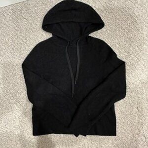 Rag & Bone Black Cashmere Cropped Hoodie Sweatshirt Size XL